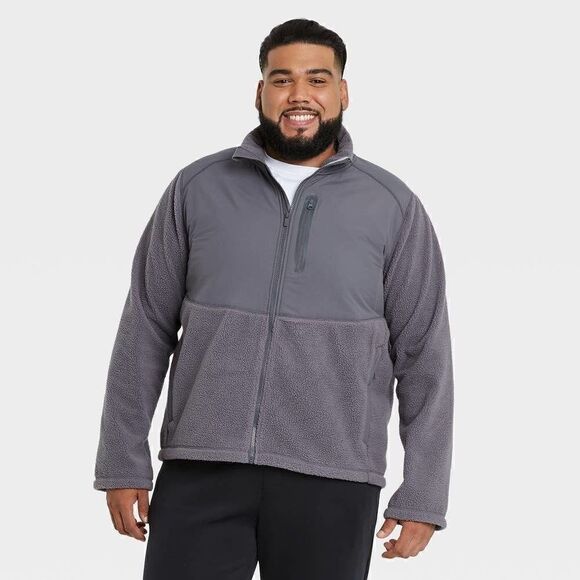All in Motion Men's Sherpa Fleece Jacket - Picture 1 of 9